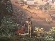 John Mix Stanley Detail from Oregon City on the Willamette River Sweden oil painting artist